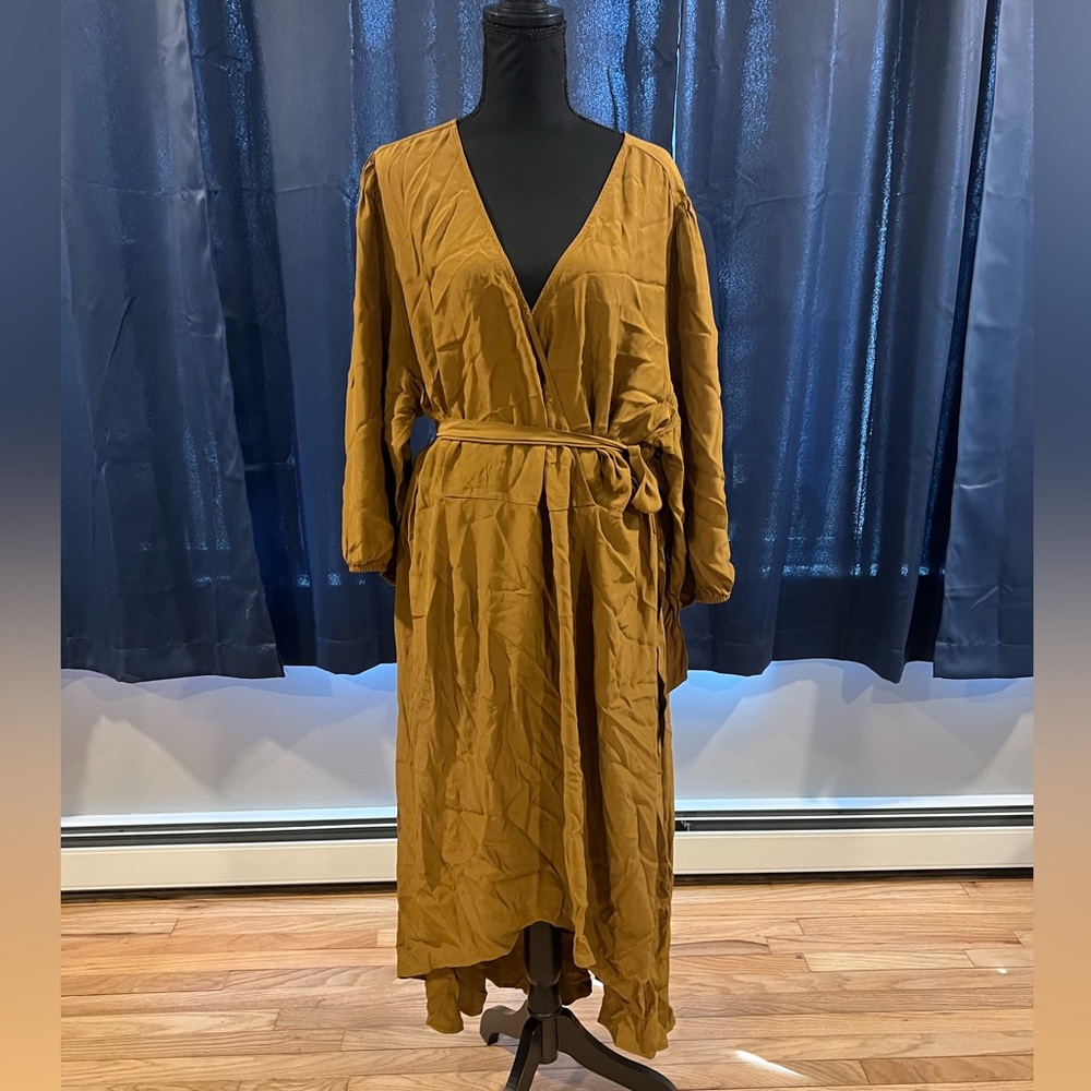 women’s flowy long sleeve maxi dress with tie front detailing